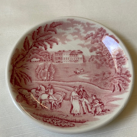Woodland Moses Wood & Sons Burslem England small plate pink 4.5” - Picture 1 of 7